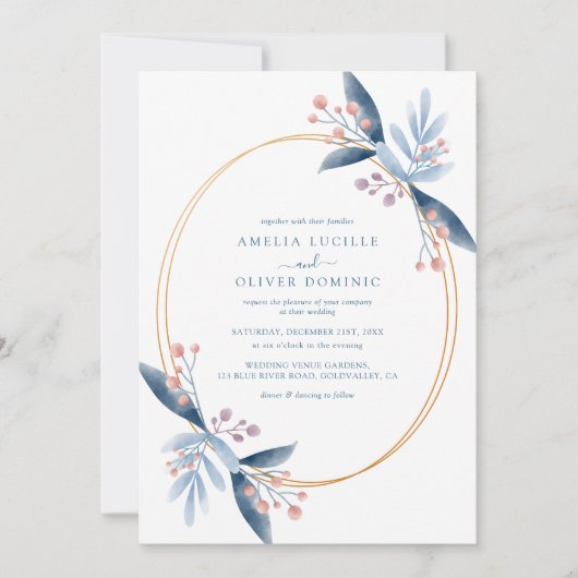 Romantic Garden Wedding Invite Watercolor Greenery 招待状 (正面)