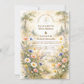 Romantic Garden Wildflower Wedding 招待状 (正面)