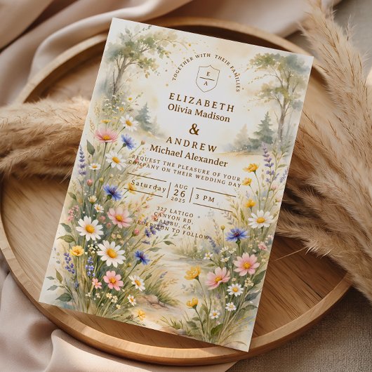 Romantic Garden Wildflower Wedding 招待状