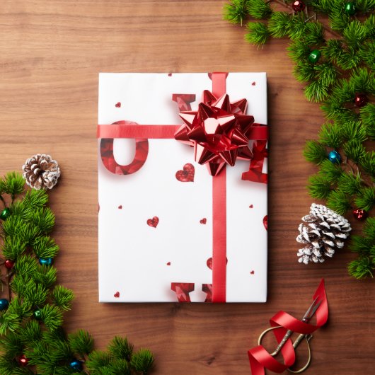 Romantic Gift Wrap – “LOVE” Typography  ラッピングペーパー (クリスマスギフト)