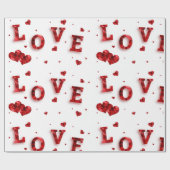 Romantic Gift Wrap – “LOVE” Typography  ラッピングペーパー (フラット)