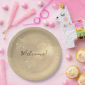 Romantic glitter gold art ペーパープレート (パーティー)