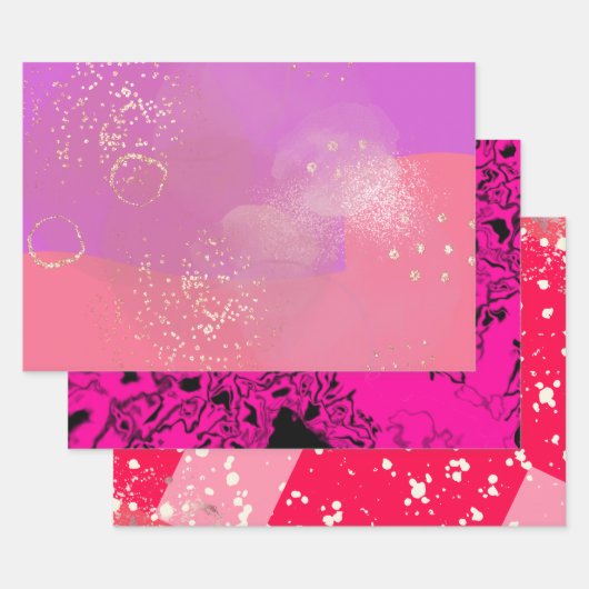 Romantic glitter pink art ラッピングペーパーシート (セット)
