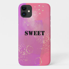 Romantic glitter pink art iPhone 11 ケース