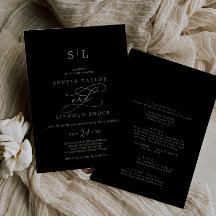 Romantic Gold Calligraphy Black All In One Wedding