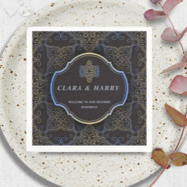  Romantic gold calligraphy flourish wedding  スタンダードカクテルナプキン