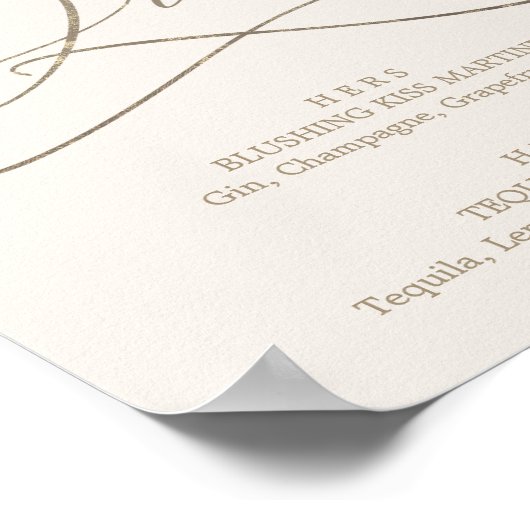 Romantic Gold Calligraphy | Ivory Signature Drinks ポスター (角)