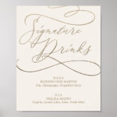 Romantic Gold Calligraphy | Ivory Signature Drinks ポスター (正面)