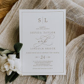 Romantic Gold Calligraphy Monogram Wedding Invitat 招待状
