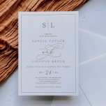 Romantic Gold Calligraphy Monogram Wedding Invitat 招待状<br><div class="desc">This romantic gold calligraphy monogram wedding invitation is perfect for a simple wedding. The modern classic design features fancy swirls and whimsical flourishes with gorgeous elegant hand lettered faux champagne gold foil typography. Please Note: This design does not feature real gold foil. It is a high quality graphic made to...</div>
