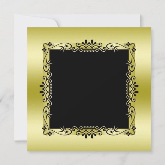 Romantic Gold Decorative Framed 50th Wedding 招待状 (裏面)