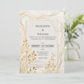 Romantic Gold & Eucalyptus Wedding Invitation 招待状 (スタンド正面)