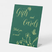 Romantic gold floral emerald wedding gift & cards 台座サイン (正面)