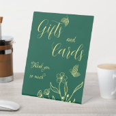 Romantic gold floral emerald wedding gift & cards 台座サイン (インサイチュ)