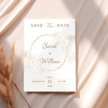 Romantic Gold Floral Rose Elegant Save The Date