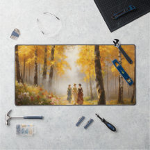 Romantic Golden Forest Desk Pad