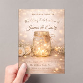 Romantic Golden Light Hearts Wedding Invite アクリル招待状 (インサイチュ (ポータブル))