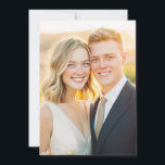 Romantic Golden Photo 招待状<br><div class="desc">This wedding invitation features a warm, romantic design with a close-up photograph of two individuals smiling together. The color palette includes soft yellows and light browns, creating a dreamy, late afternoon ambiance. The composition is intimate and centered, emphasizing the connection between the subjects. The style is candid and realistic, capturing...</div>