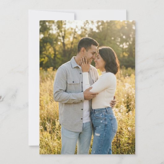 Romantic Golden Realistic Photo 招待状 (正面)