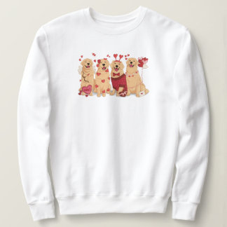Romantic Golden Retriever Hearts & Cupid Graphic P スウェットシャツ