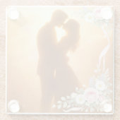 Romantic Golden Sunset Silhouette  Wedding Napkins ガラスコースター (裏面)