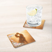 Romantic Golden Sunset Silhouette  Wedding Napkins スクエアペーパーコースター (インサイチュ)