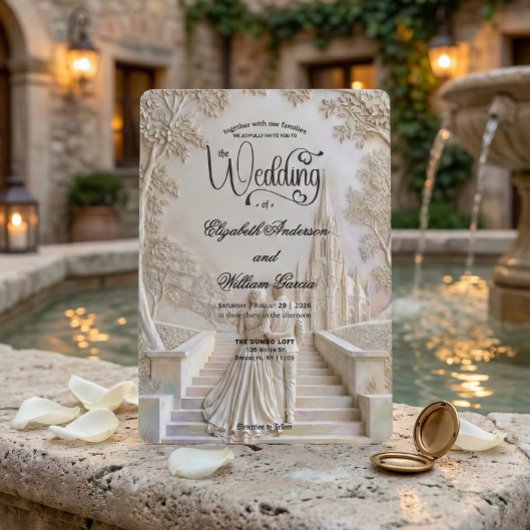 Romantic Gothic Cathedral Grand Staircase 招待状