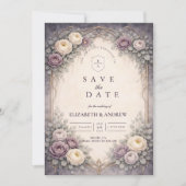 Romantic Gothic Pastel Floral Wedding セーブザデート (正面)