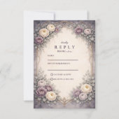 Romantic Gothic Pastel Floral Wedding 出欠カード (正面)