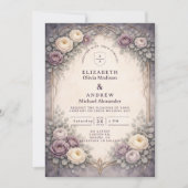 Romantic Gothic Pastel Floral Wedding 招待状 (正面)