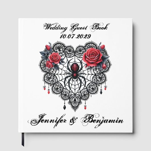 Romantic Gothic Wedding Guest Book With Spider Web ゲストブック (正面)