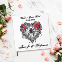 Romantic Gothic Wedding Guest Book With Spider Web