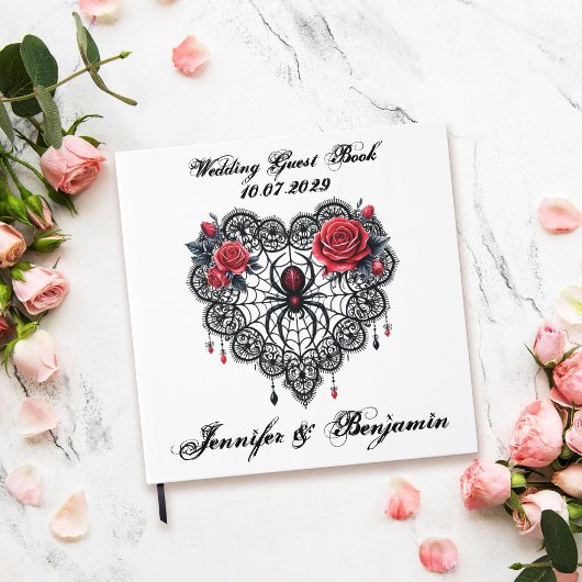 Romantic Gothic Wedding Guest Book With Spider Web ゲストブック