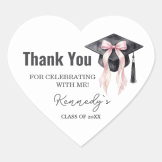 Romantic Graduation Sticker- Black Cap ハートシール