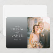 Romantic Gray Gradient Wedding サンキューカード (正面/裏面)