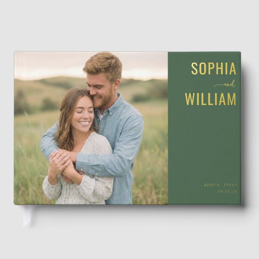 Romantic Green Contemporary Photo ゲストブック (正面)