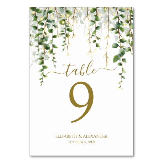 Romantic Greenery Garland テーブルナンバー (正面)