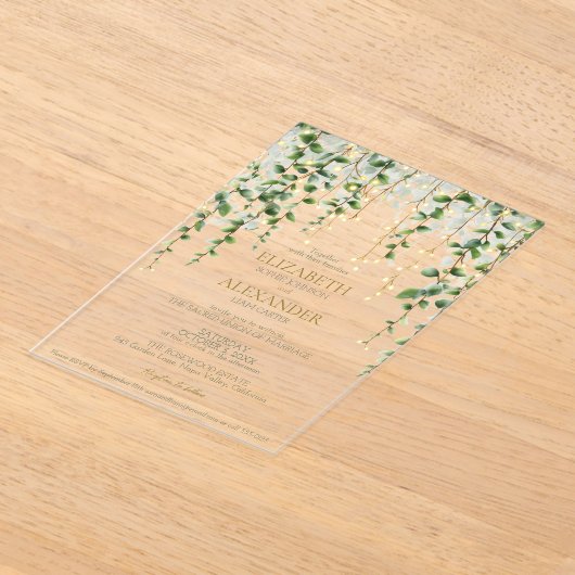 Romantic Greenery Garland Wedding Invitation アクリル招待状 (レイダウン)