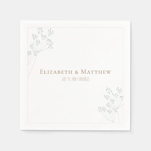 Romantic Greenery Wedding スタンダードカクテルナプキン (正面)