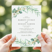 Romantic Greenery Wreath Elegant Wedding 招待状