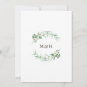 Romantic Greenery Wreath monogram Wedding 招待状 (裏面)