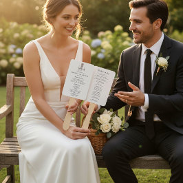 Romantic Hand Drawn Chandelier Wedding Program  ハンドファン