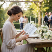 Romantic Hand Drawn Chandelier Wedding Program  ハンドファン