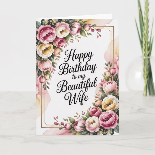 Romantic Happy Birthday Card for Wife カード (正面)