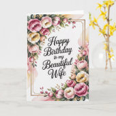 Romantic Happy Birthday Card for Wife カード (黄色い花)