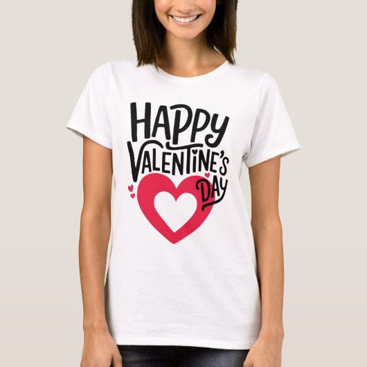 Romantic Happy Valentine's Day T-Shirt for Couples Tシャツ (正面)