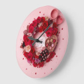 Romantic Heart Always Yours Valentines Decorative ラージ壁時計 (傾斜)