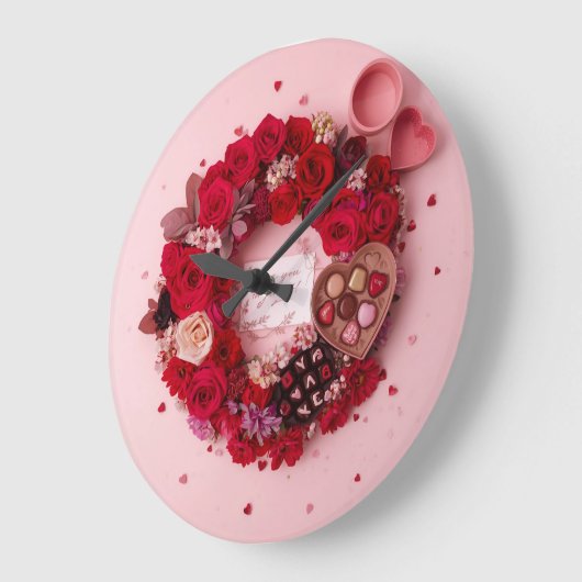 Romantic Heart Always Yours Valentines Decorative ラージ壁時計 (傾斜)