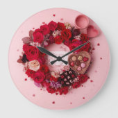 Romantic Heart Always Yours Valentines Decorative ラージ壁時計 (正面)