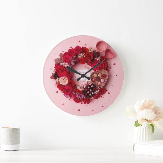Romantic Heart Always Yours Valentines Decorative ラージ壁時計 (ホーム)